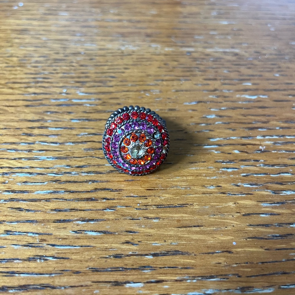 Elegant Red and Orange Crystal Ring